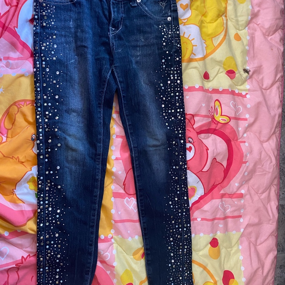 Justice regular studded jeans 8 girlused like new